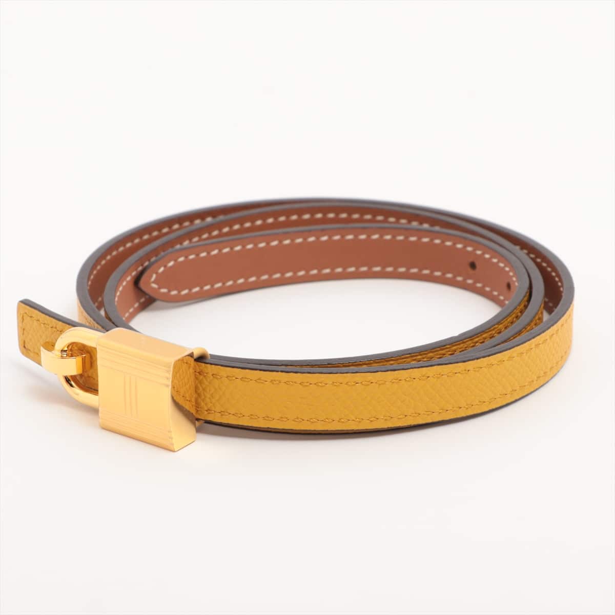 Hermès Cadena lock Carving D (2019) Belt Leather Yellow