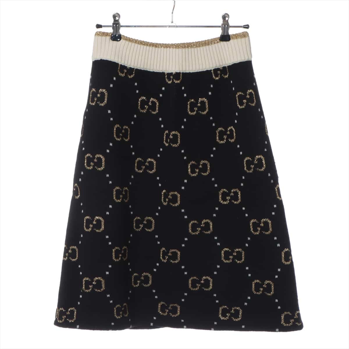 Gucci Wool & Nylon Knit Skirt S Ladies' Black×Gold  579865