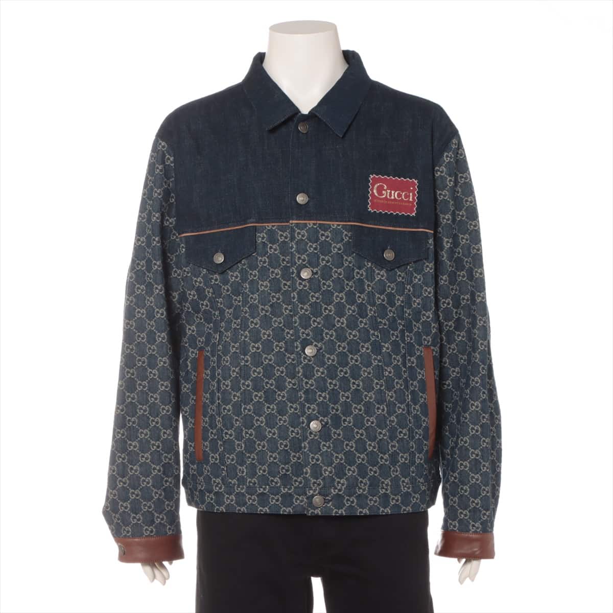 Gucci 21SS Cotton Denim jacket 52 Men's Blue  649110 GG Eco washed organic denim Jacket