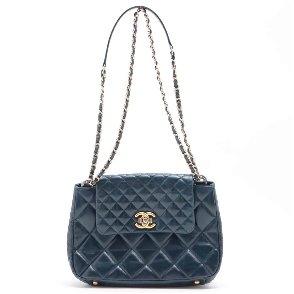 Chanel Matelasse Leather Chain shoulder bag Navy blue Gold x silver metal fittings 20XXXXXX