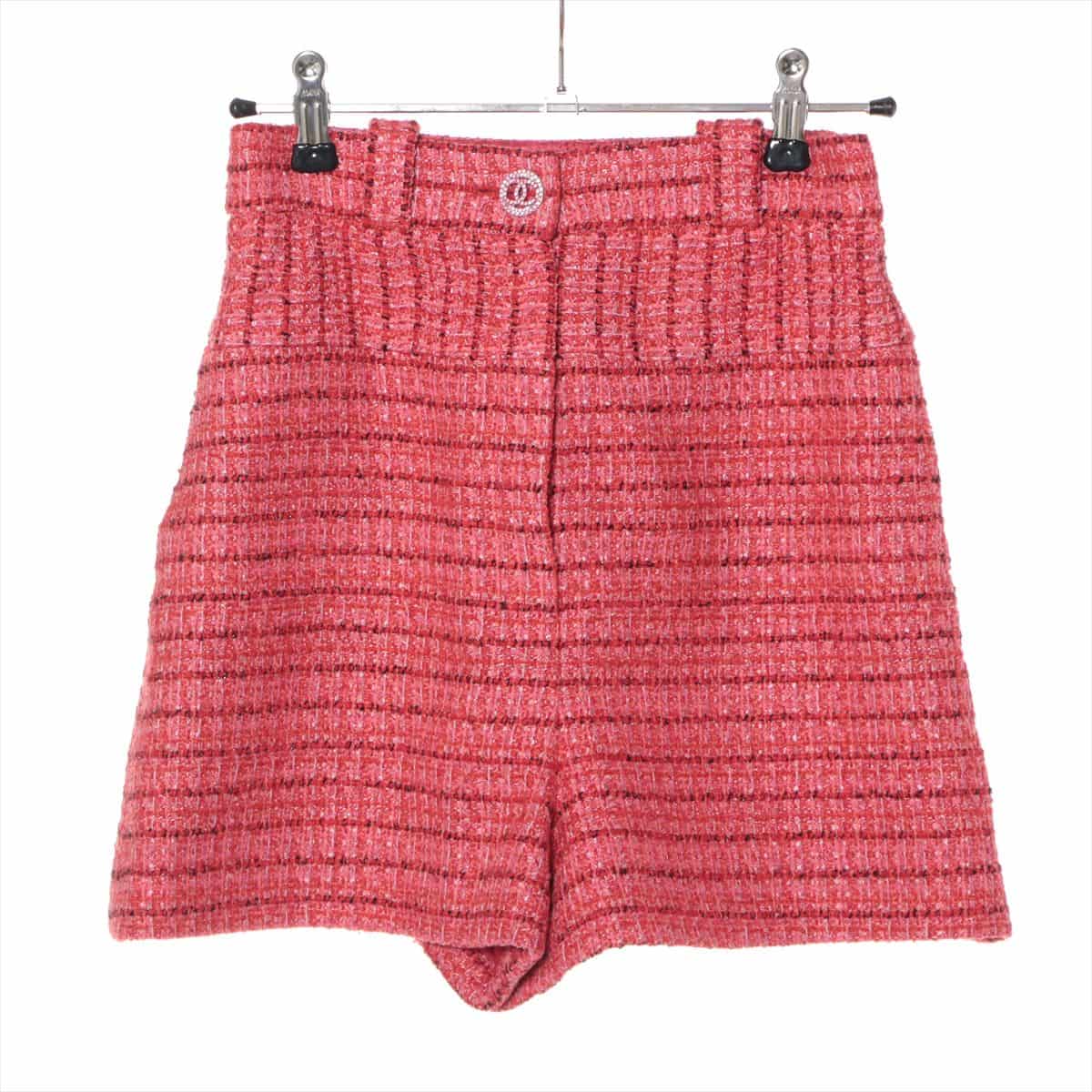 Chanel Coco Button P63 Tweed Short pants 34 Ladies' Red