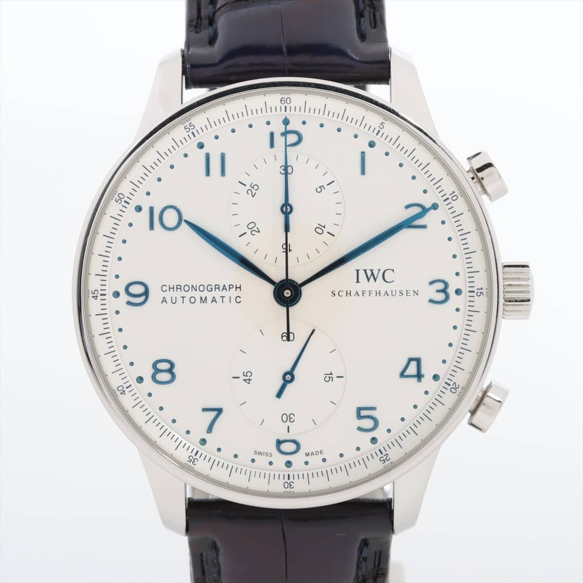 IWC Portugieser IW371446 SS & Leather AT Silver-Face