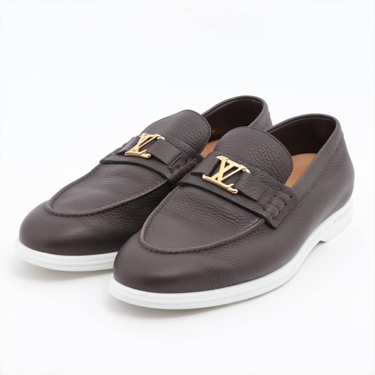 Louis Vuitton 21 years Calfskin Slip-on 8 Men's Brown DI0231 LV Logo Estate line