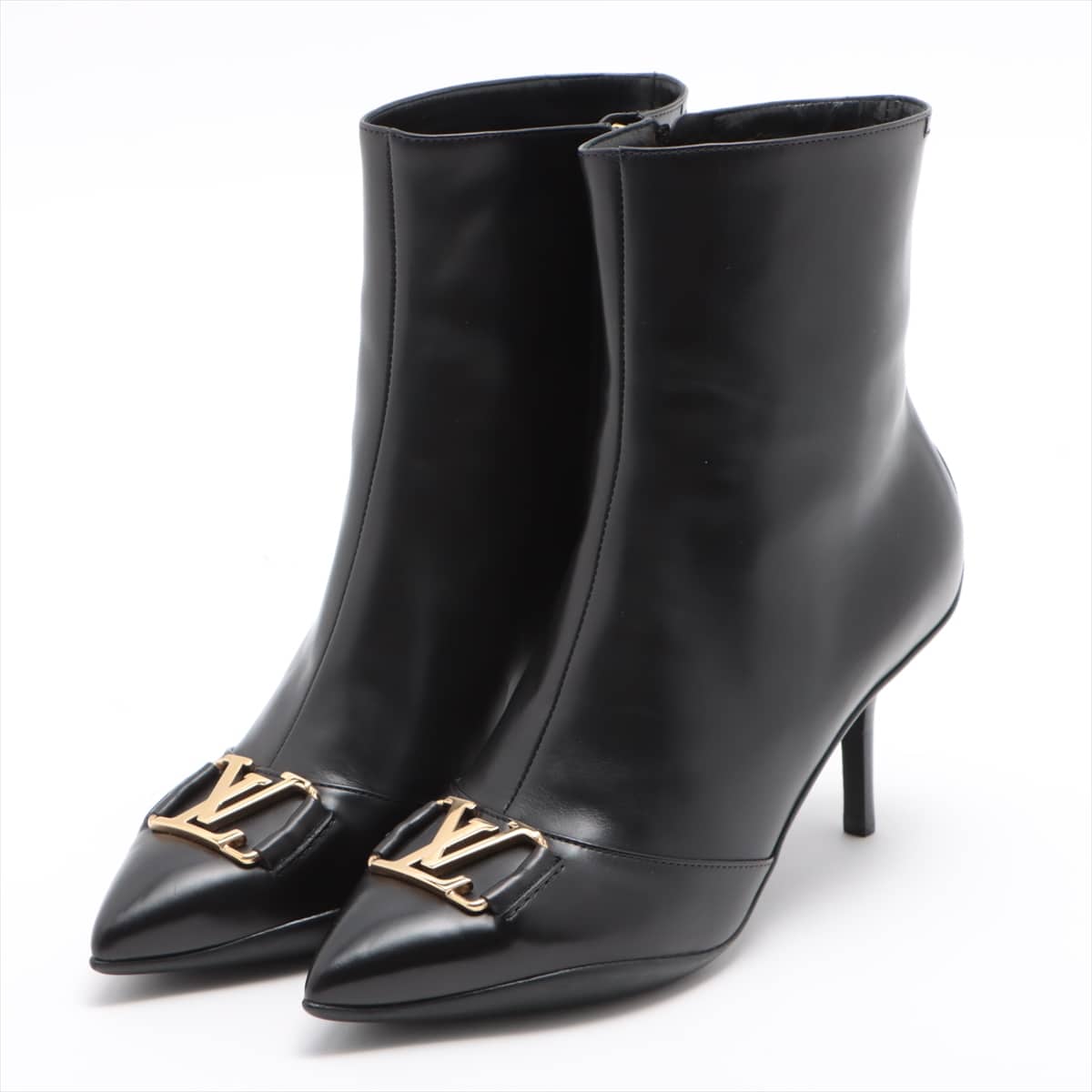 Louis Vuitton 10 years Leather Boots 36 Ladies' Black MA0150 LV Logo