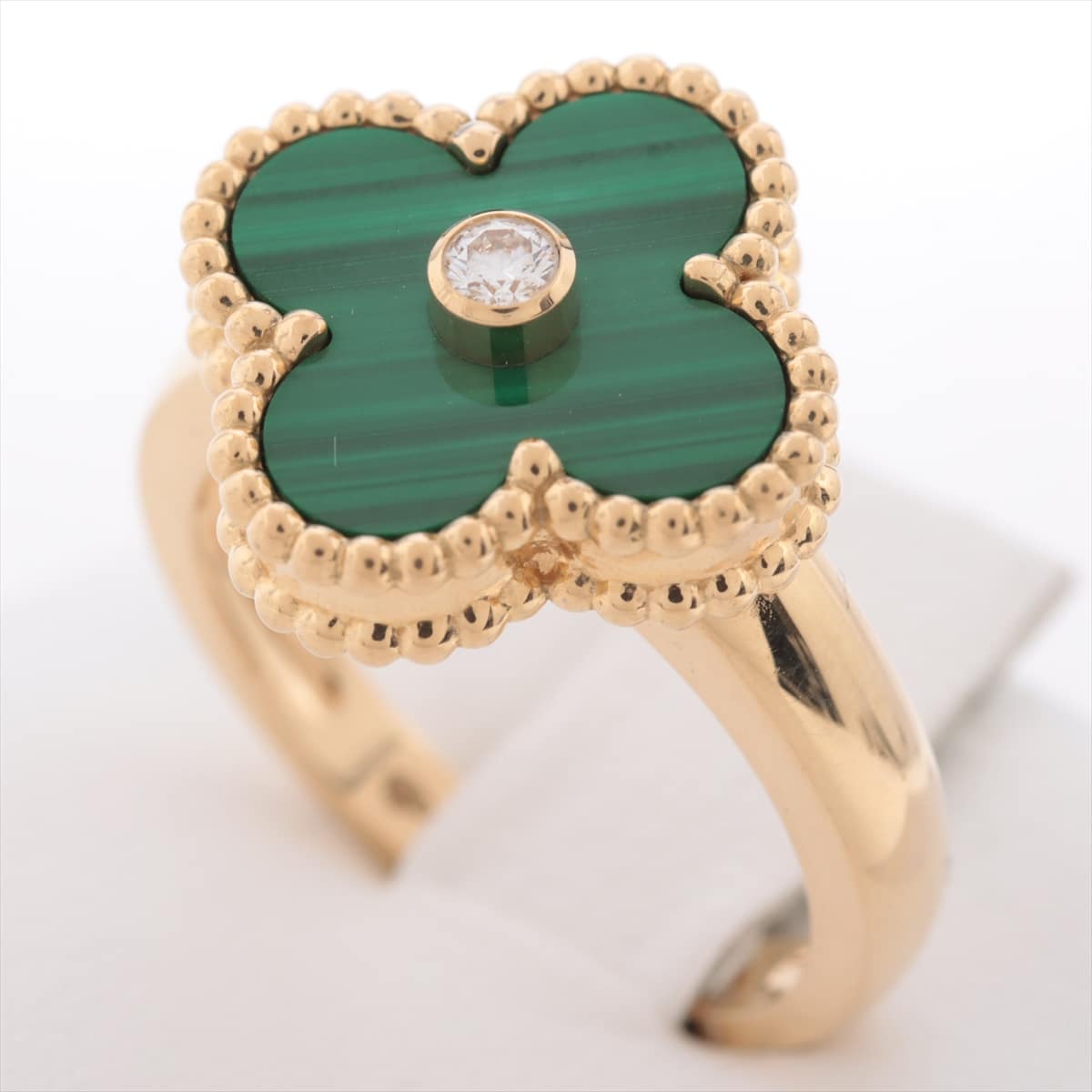 Van Cleef & Arpels Vintage Alhambra Malachite diamond rings 750(YG) 7.2g 51