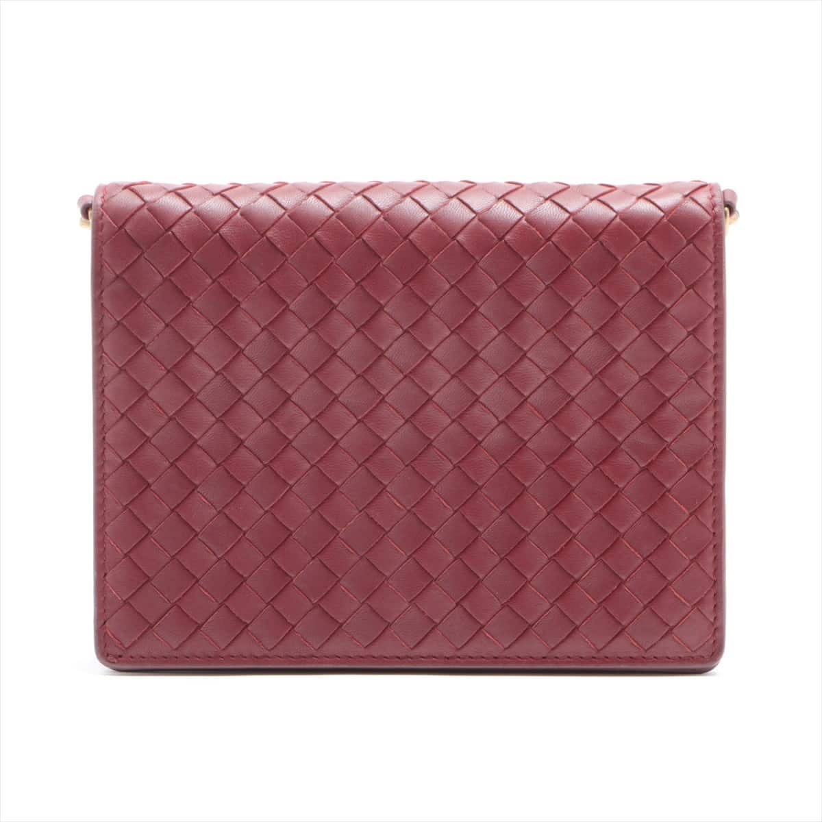 Bottega Veneta Intrecciato Leather Chain wallet Red