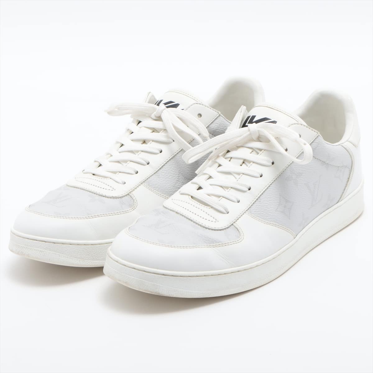 Louis Vuitton Rivoli line Leather Sneakers 8.5 Men's White Monogram