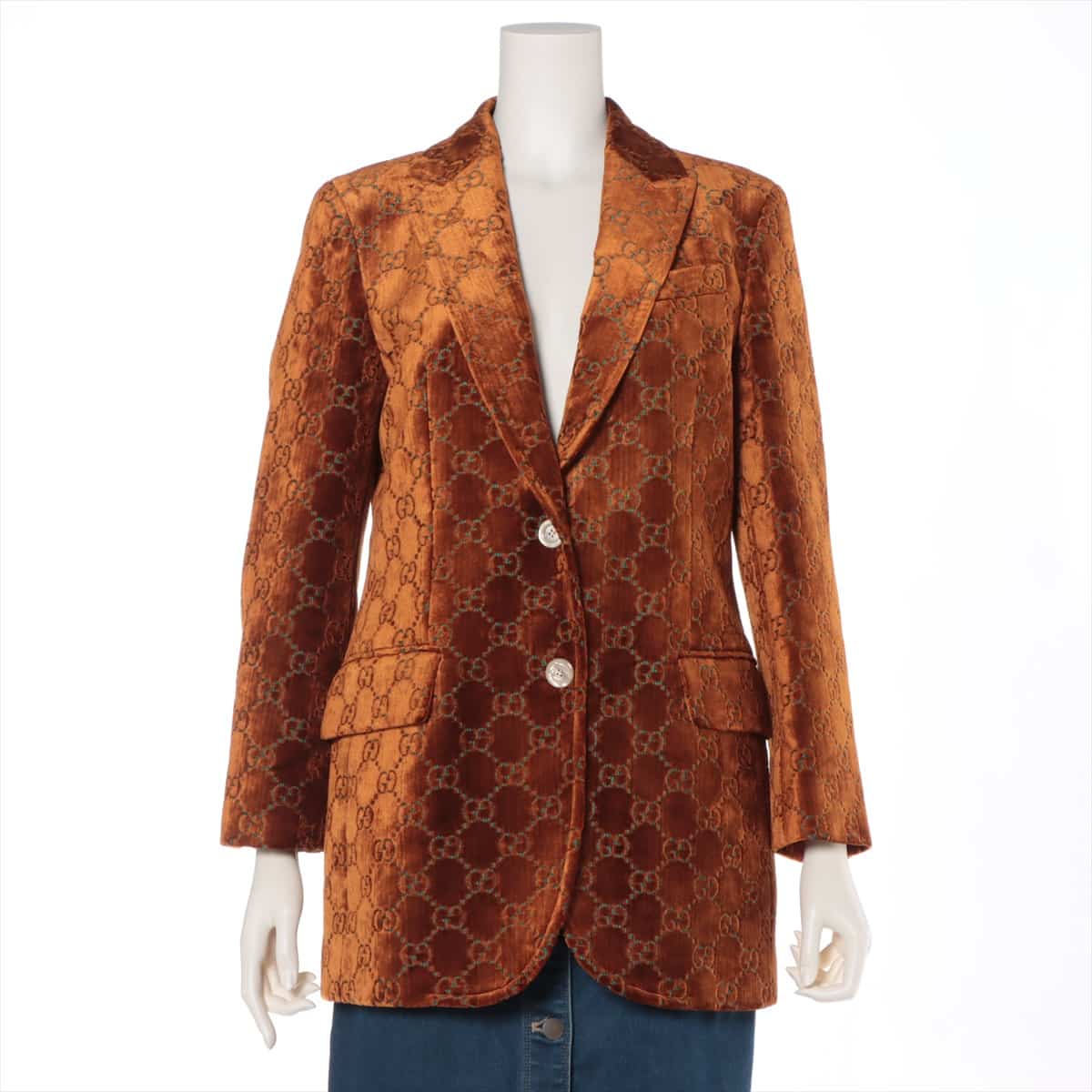 Gucci GG jacquard 18 years Polyester × Rayon Tailored jacket 42 Ladies' Brown  523879