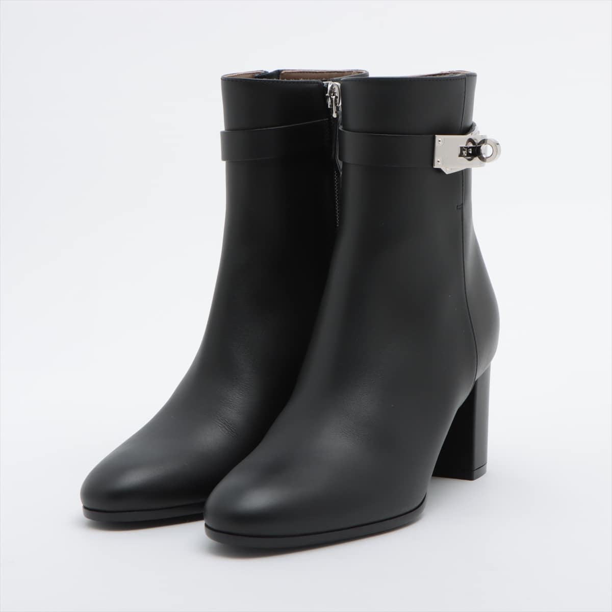 Hermès Leather Boots 35 1/2 Ladies' Black Kelly metal fittings