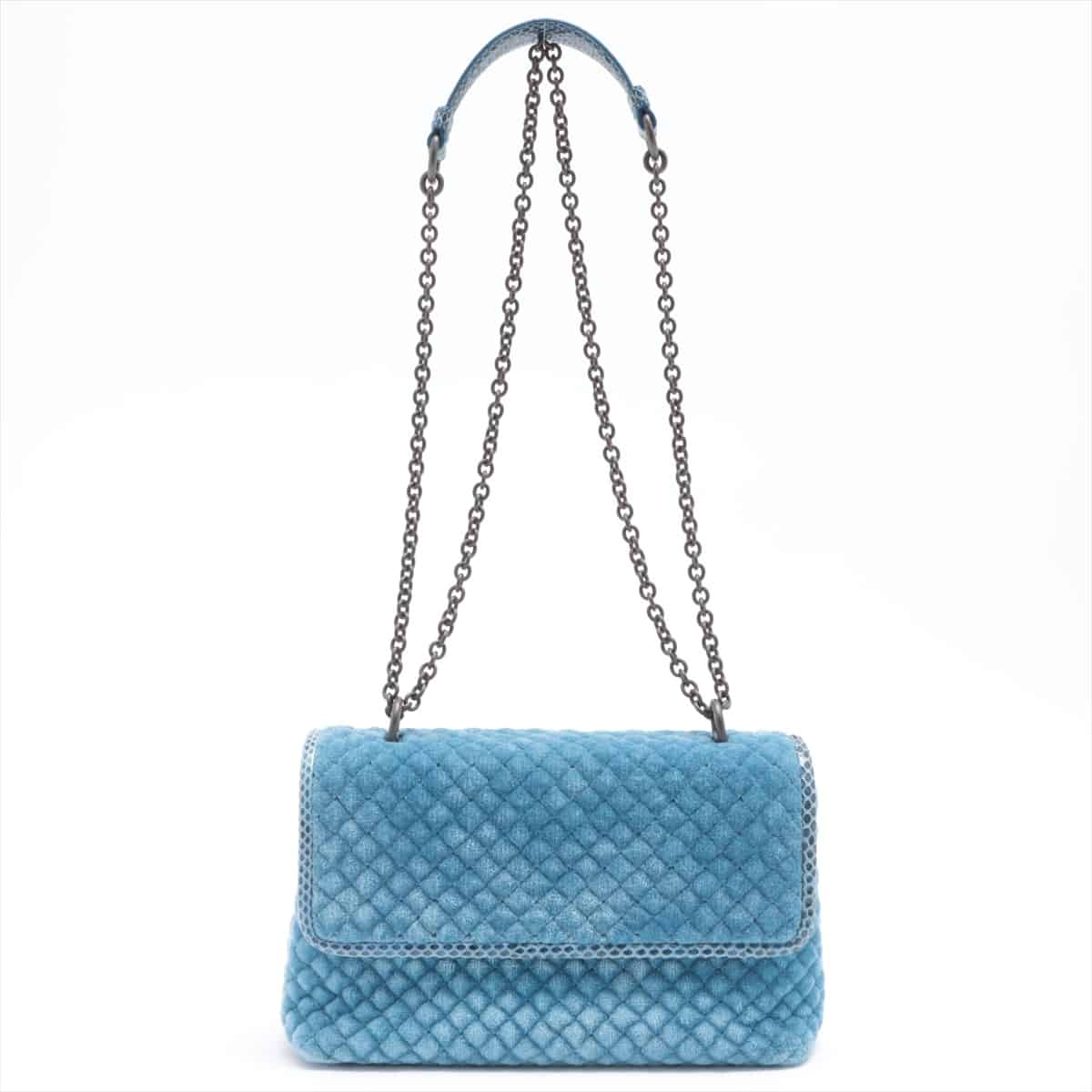 Bottega Veneta Olympia Velvet Chain shoulder bag Blue