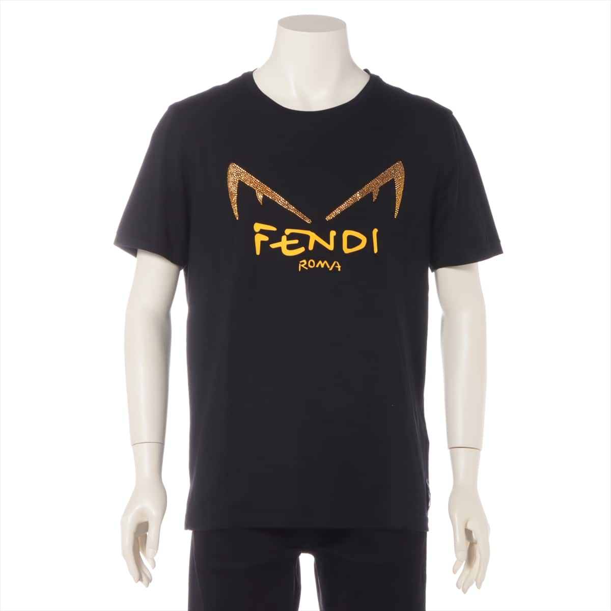 Fendi 19-year Cotton T-shirt XL Men's Black  FY0894 Diabolic Eyes