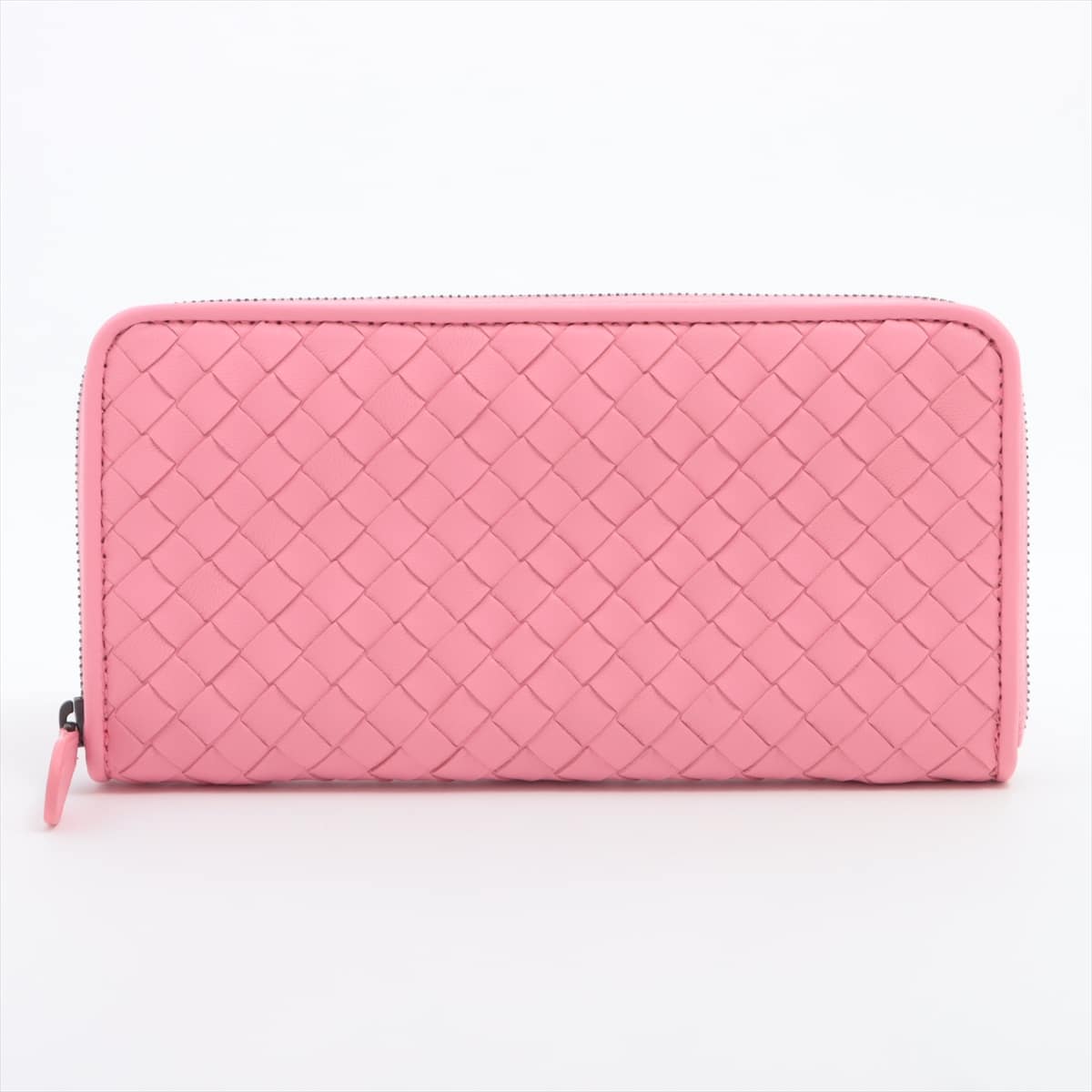 Bottega Veneta Intrecciato Leather Round-Zip-Wallet Pink Is there a coin compartment stain