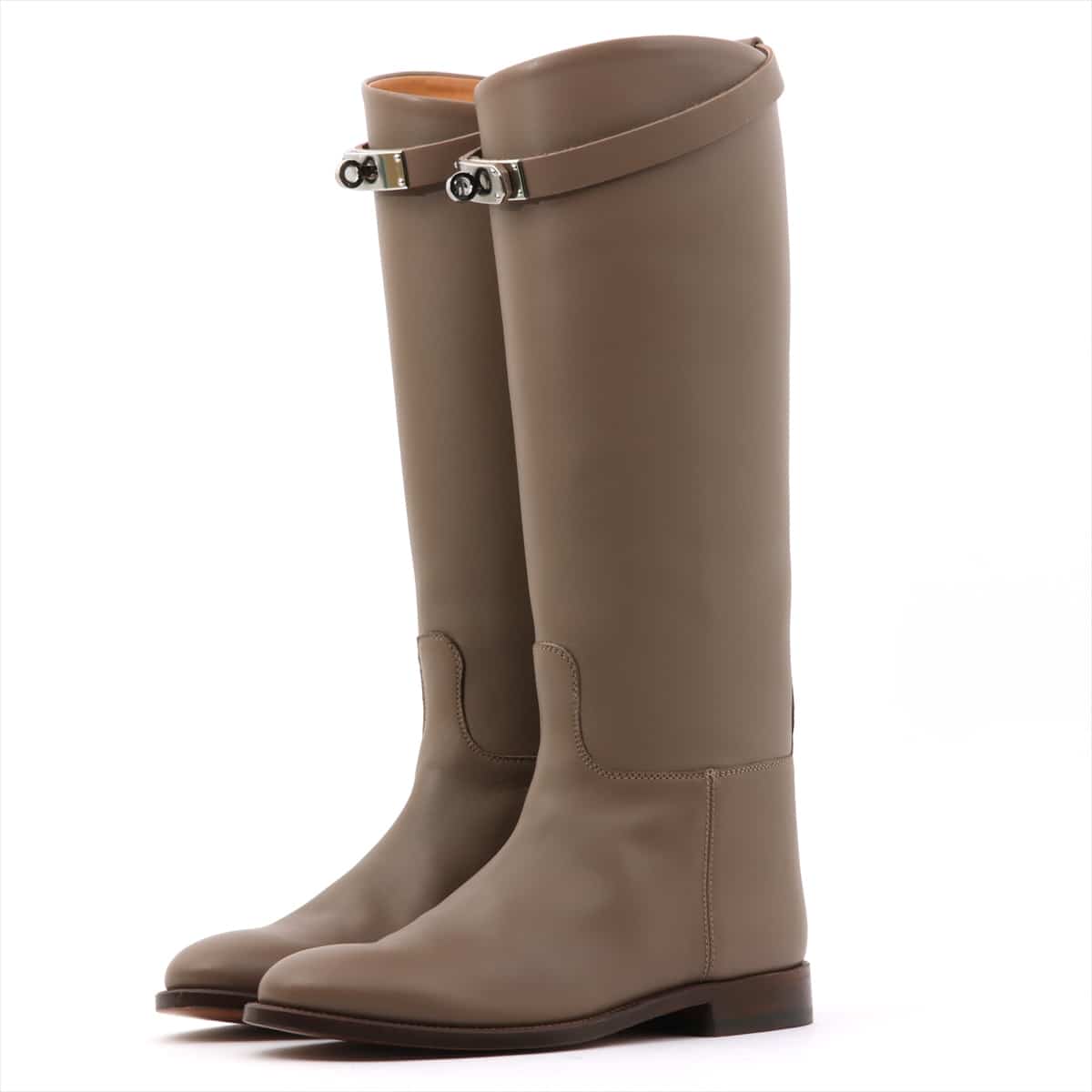 Hermès Leather Long boots 36 Ladies' Beige Kelly metal fittings