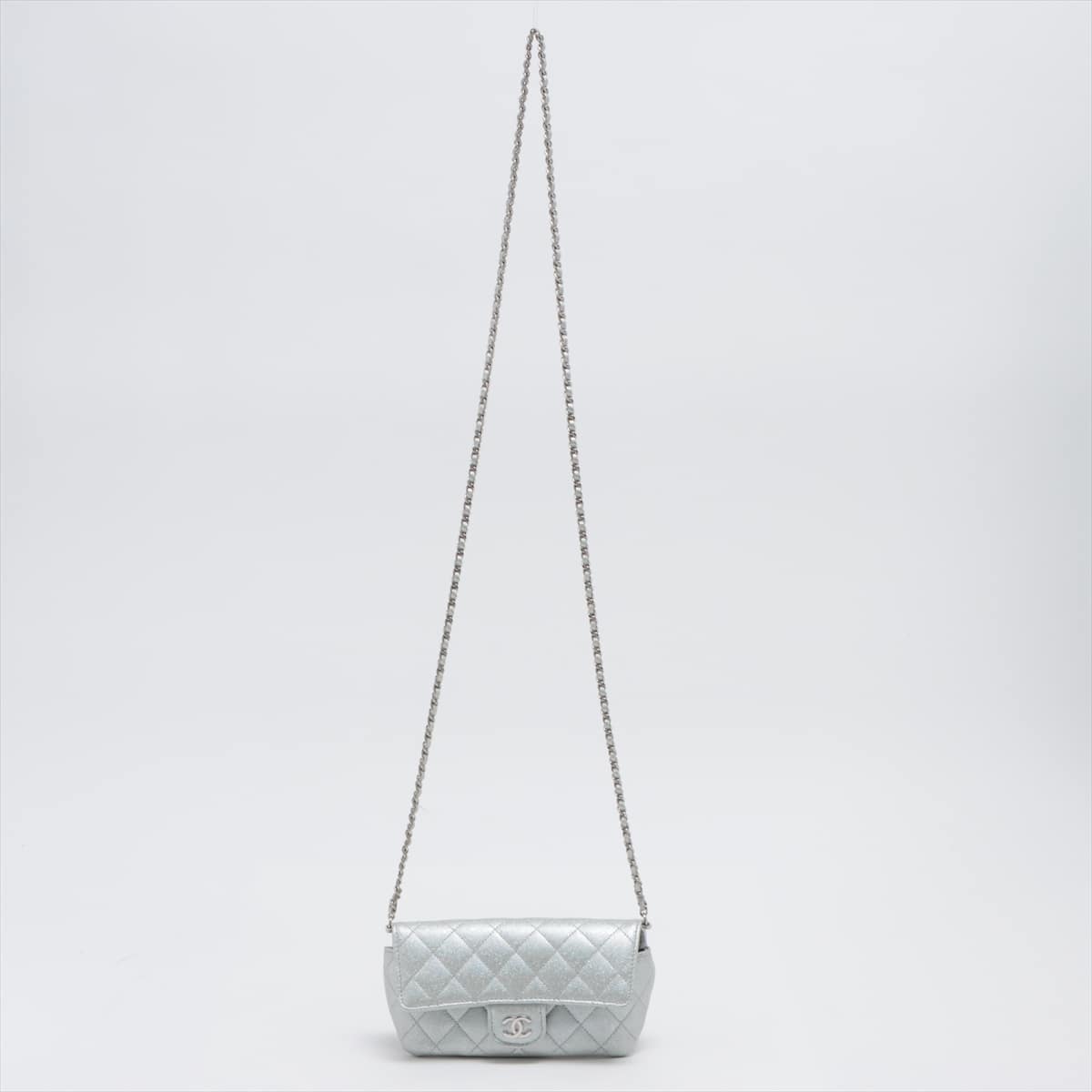 Chanel Matelasse Caviarskin Chain shoulder bag Glasses case Silver Silver Metal fittings 31st
