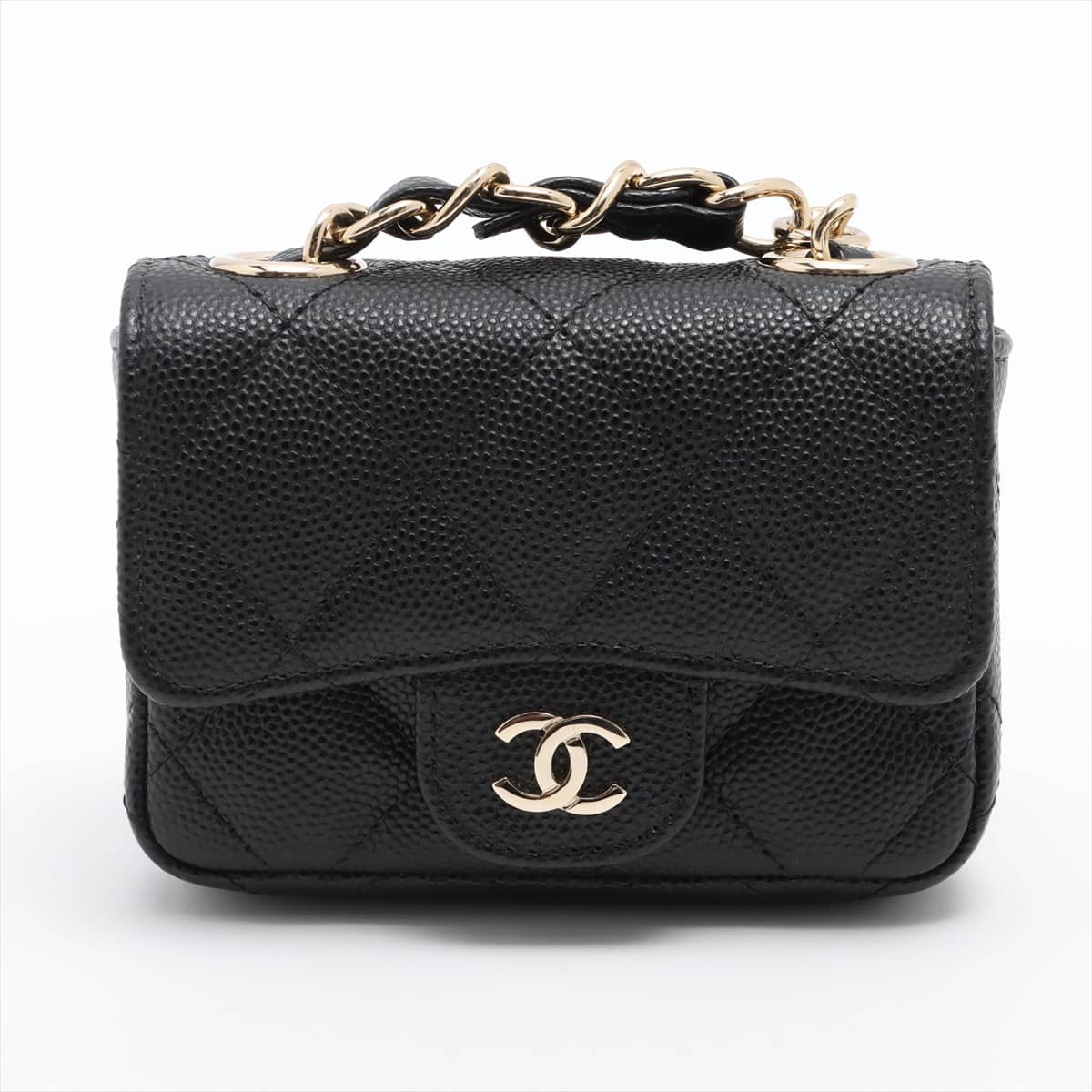 Chanel Mini Mini Matelasse Caviarskin Waist bag Black Gold Metal fittings 31st