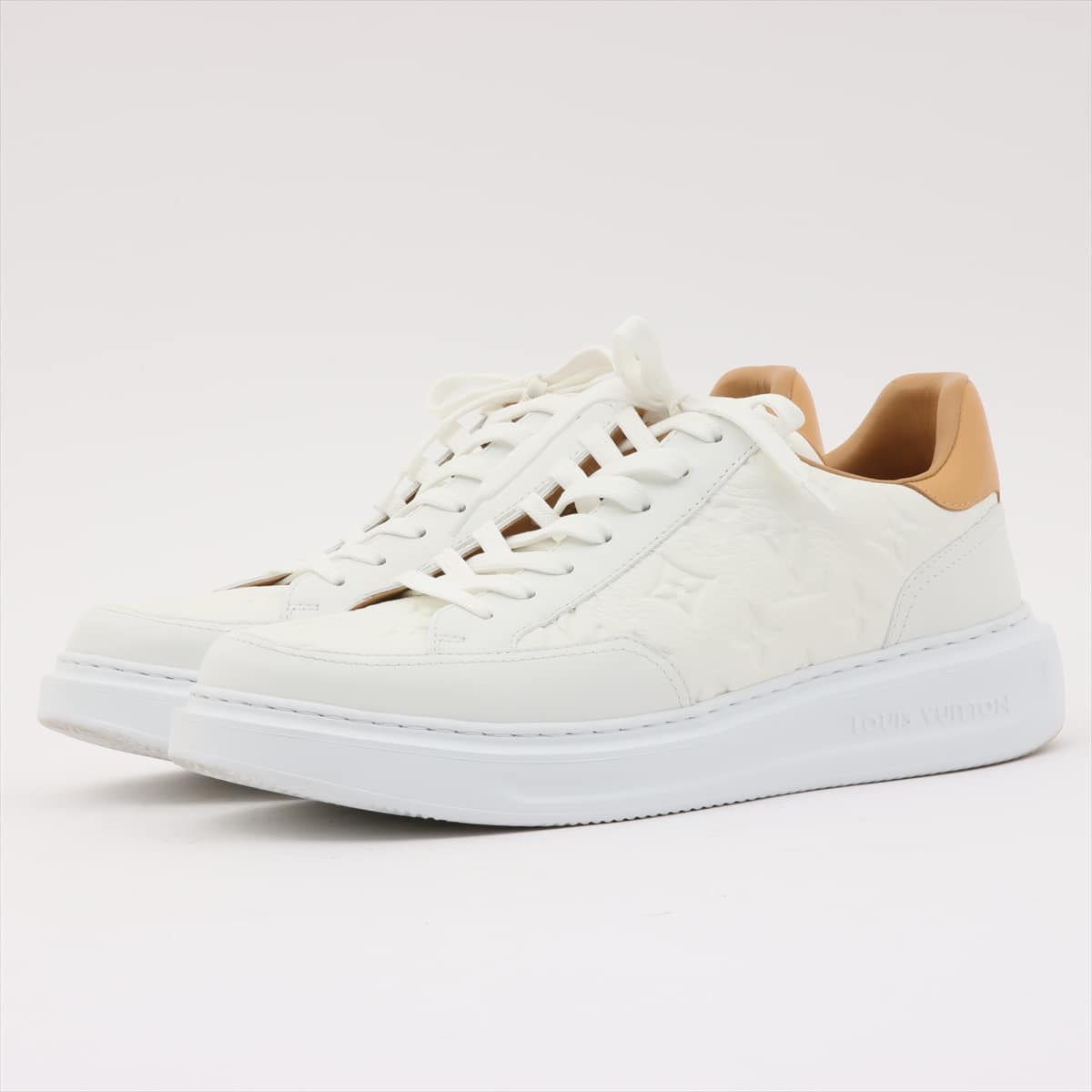 Louis Vuitton Beverly Hills Line 22 years Leather Sneakers 7 Men's White LD0212 Monogram Is there a replacement string