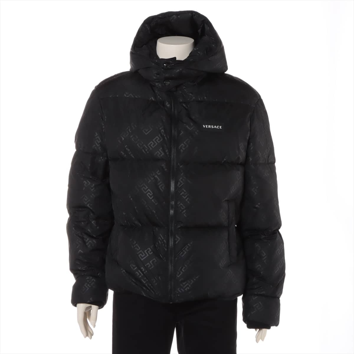 VERSACE Nylon Down jacket 50 Men's Black  Removable hood
