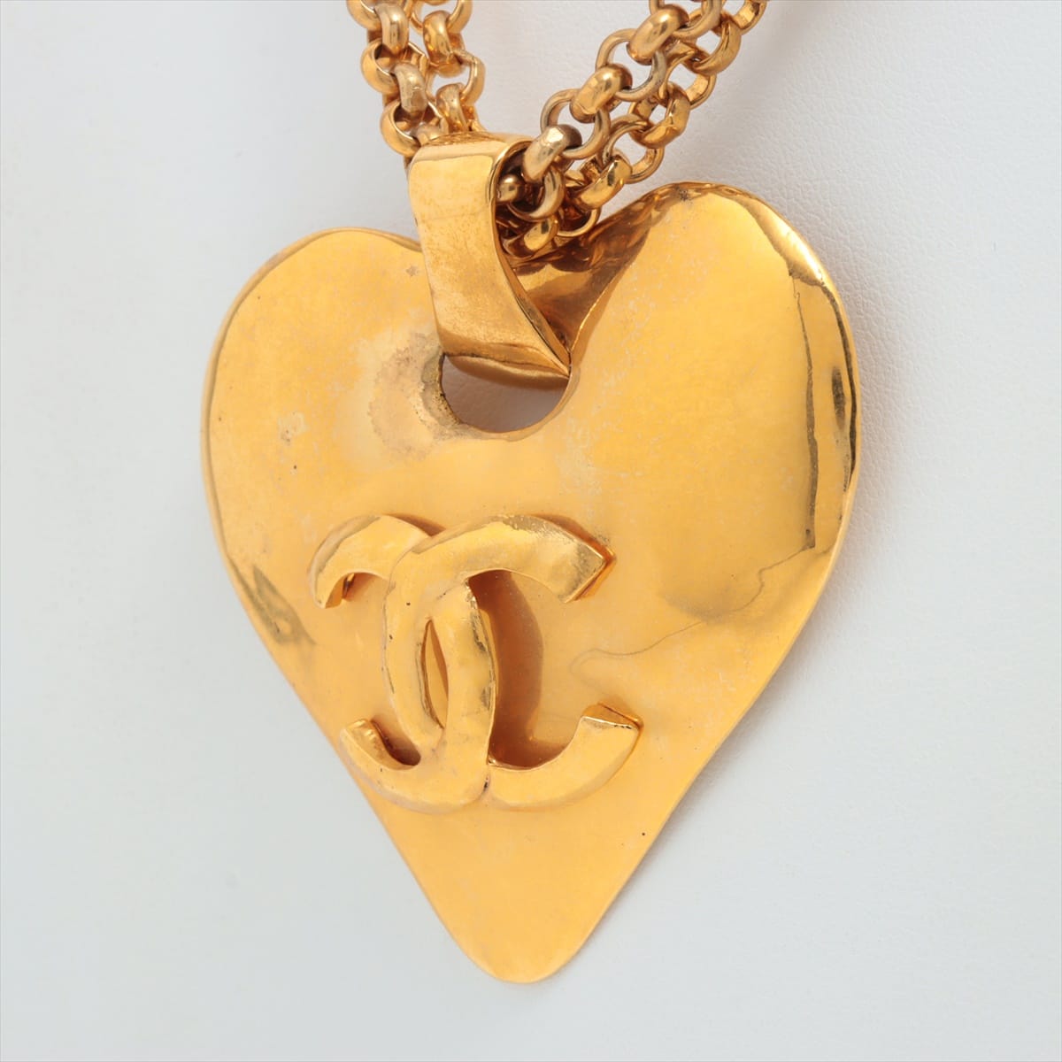 Chanel Coco Mark hearts Necklace GP Gold Threads, scratches, dullness