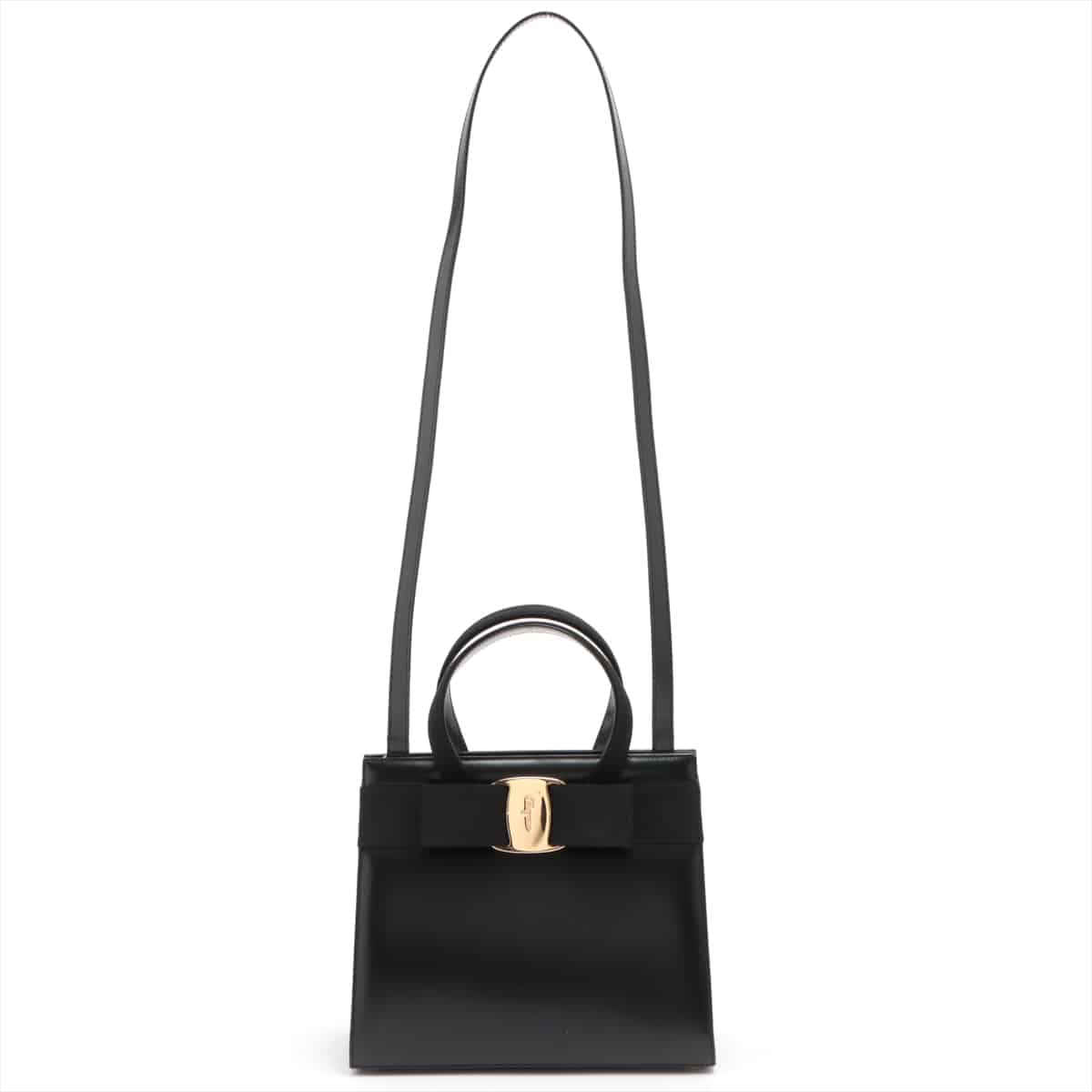 Ferragamo Vara Leather 2way handbag Black