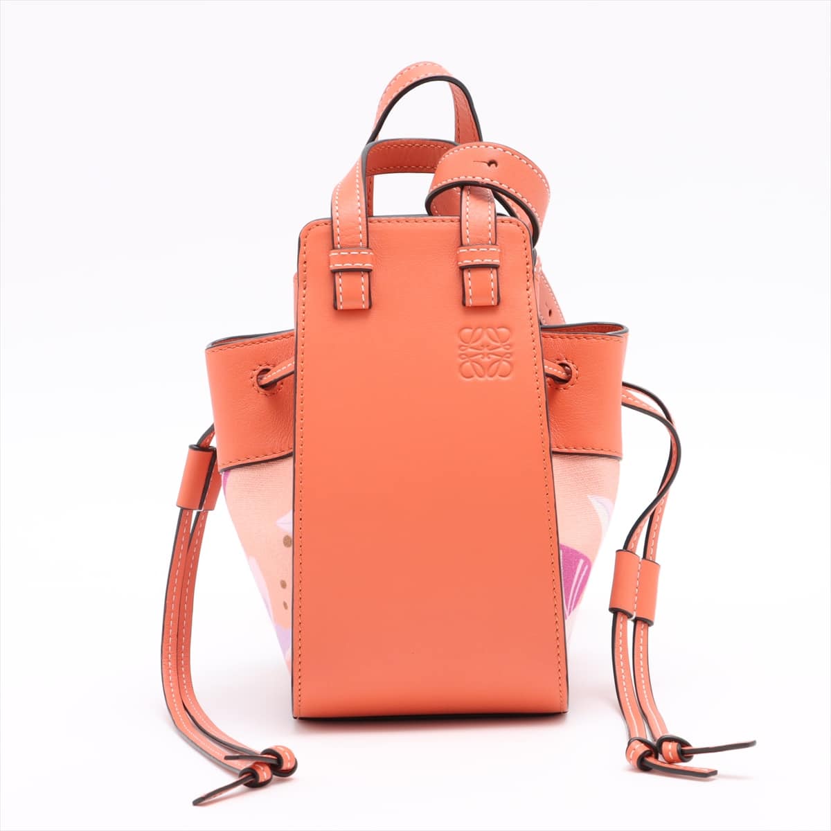Loewe Hammock Drawstring mini Canvas & leather 2way handbag Pink