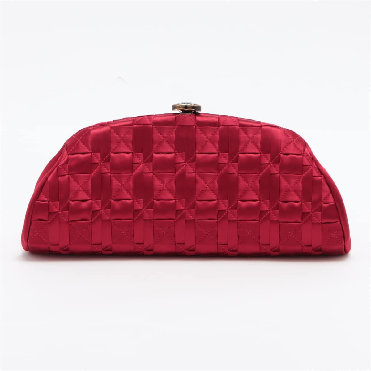 Chanel Coco Mark Satin Clutch bag Red Gold Metal fittings 13XXXXXX