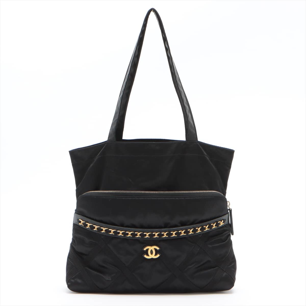 Chanel Coco Mark Nylon Tote bag Clutch AP2676 Black Gold Metal fittings 31st