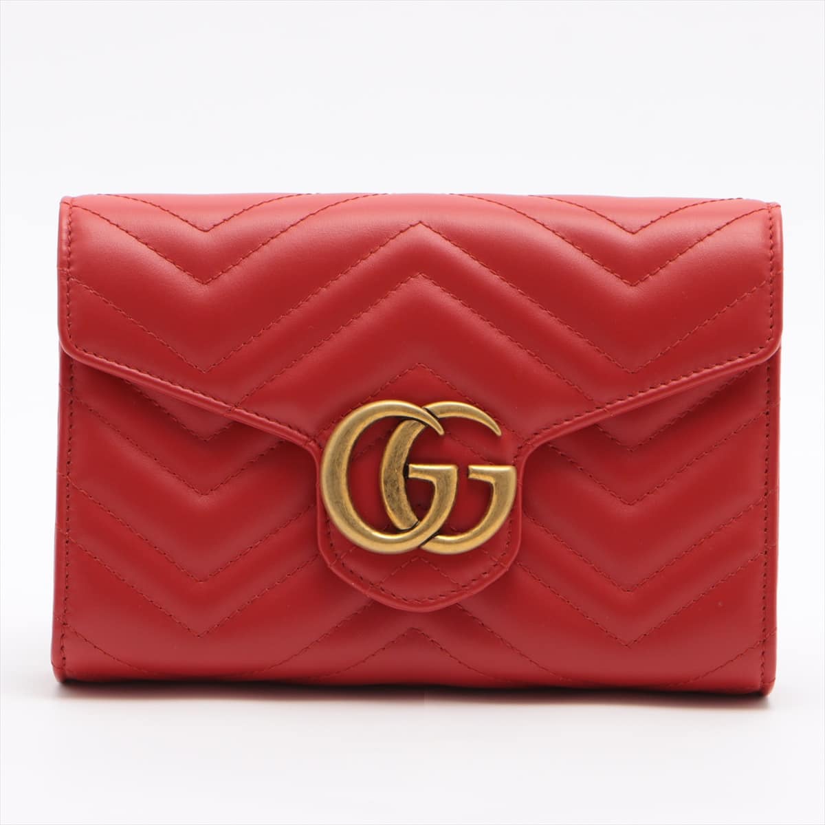 Gucci GG Marmont Leather Chain wallet Red 474575