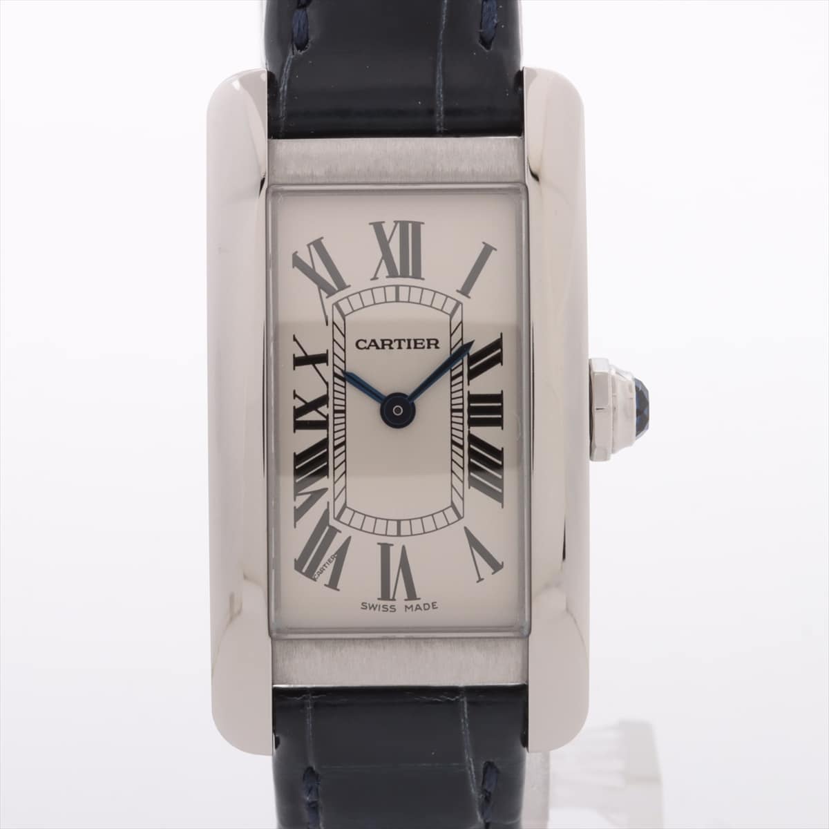Cartier Tank American SM WSTA0016 SS & Leather QZ Silver-Face