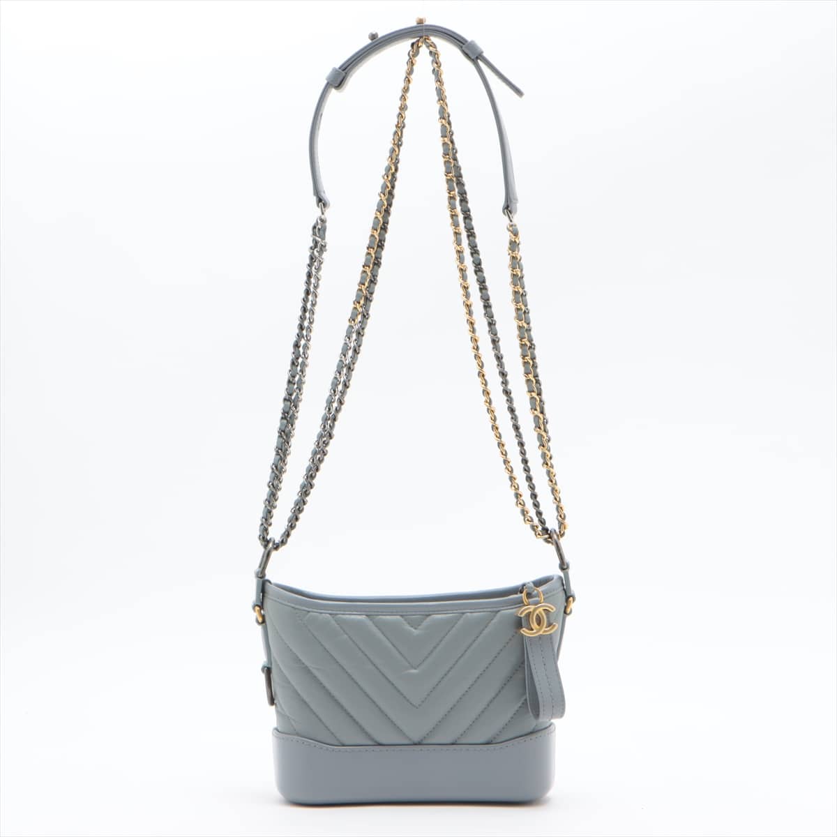 Chanel Gabrielle Doo Chanel Leather Chain shoulder bag Grey Gold x silver metal fittings 28th