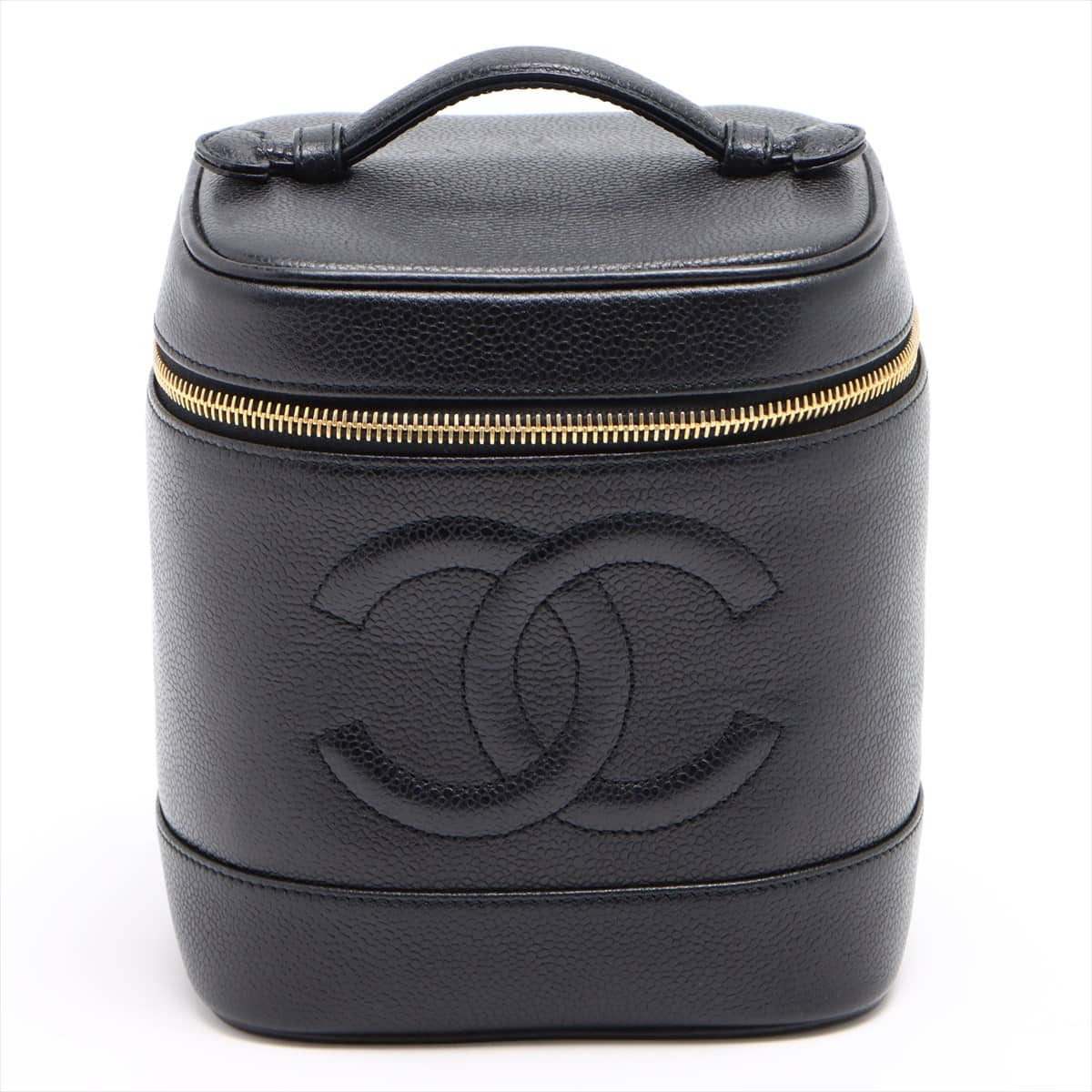 Chanel Coco Mark Caviarskin Vanity bag Black Gold Metal fittings 4XXXXXX A01998