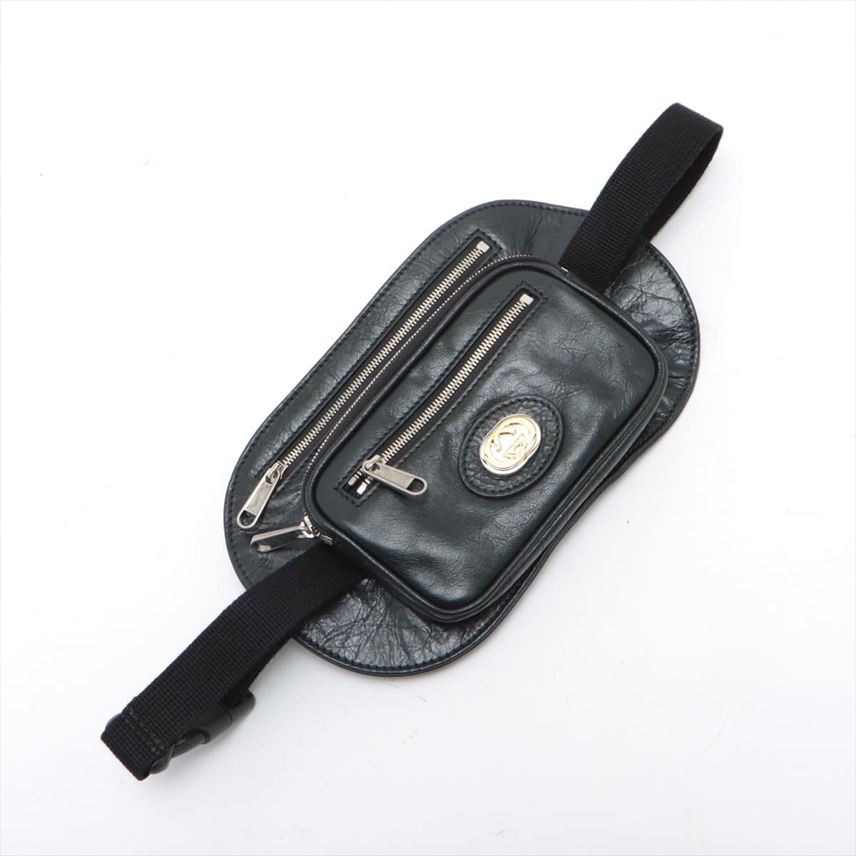 Gucci Interlocking G Leather Sling backpack Black 575857