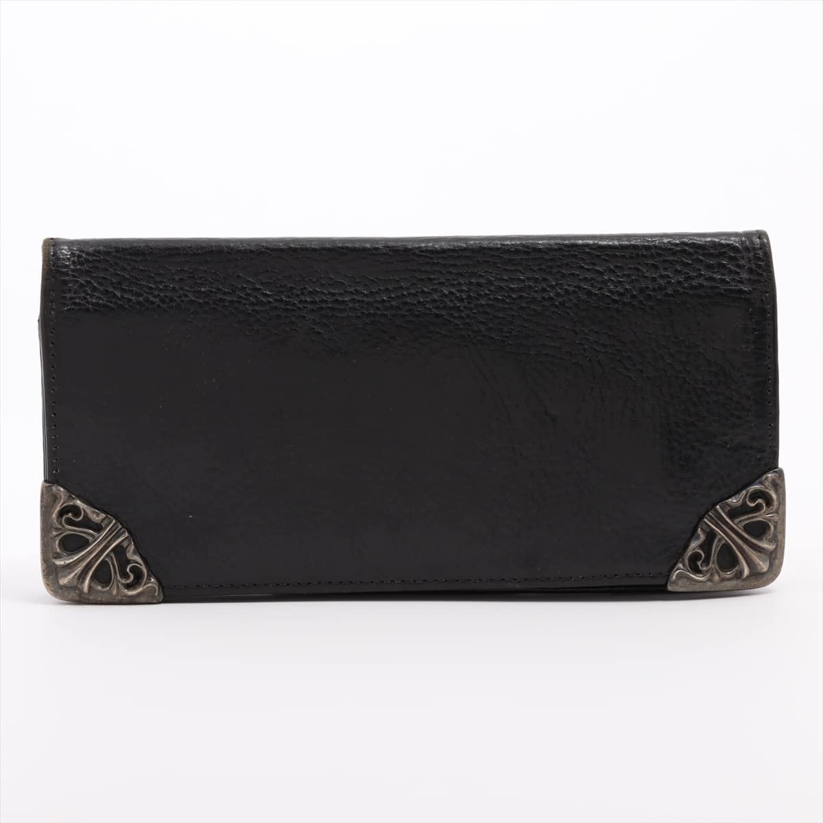 Chrome Hearts Single Fold Wallet Leather & 925 Black