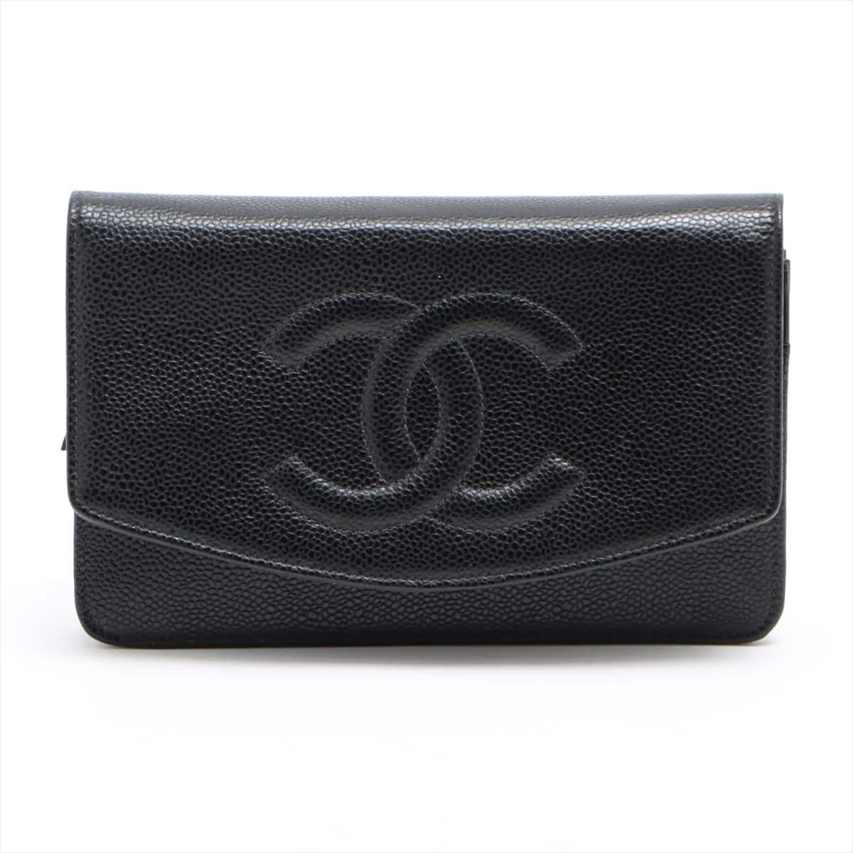 Chanel Matelasse Caviarskin Chain wallet Black Gold Metal fittings 0 series