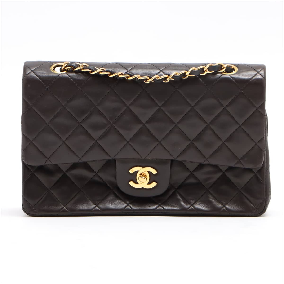 Chanel Matelasse Lambskin Double flap Double chain bag Black Gold Metal fittings 2XXXXXX
