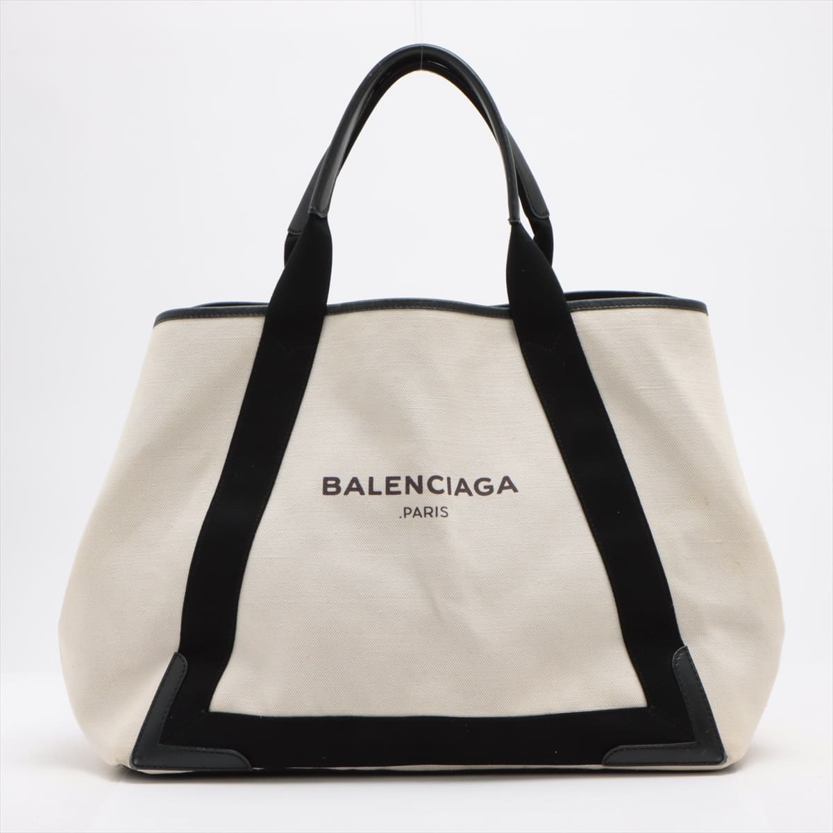 Balenciaga Navy Cabas Canvas & leather Tote bag White 339936 with pouch