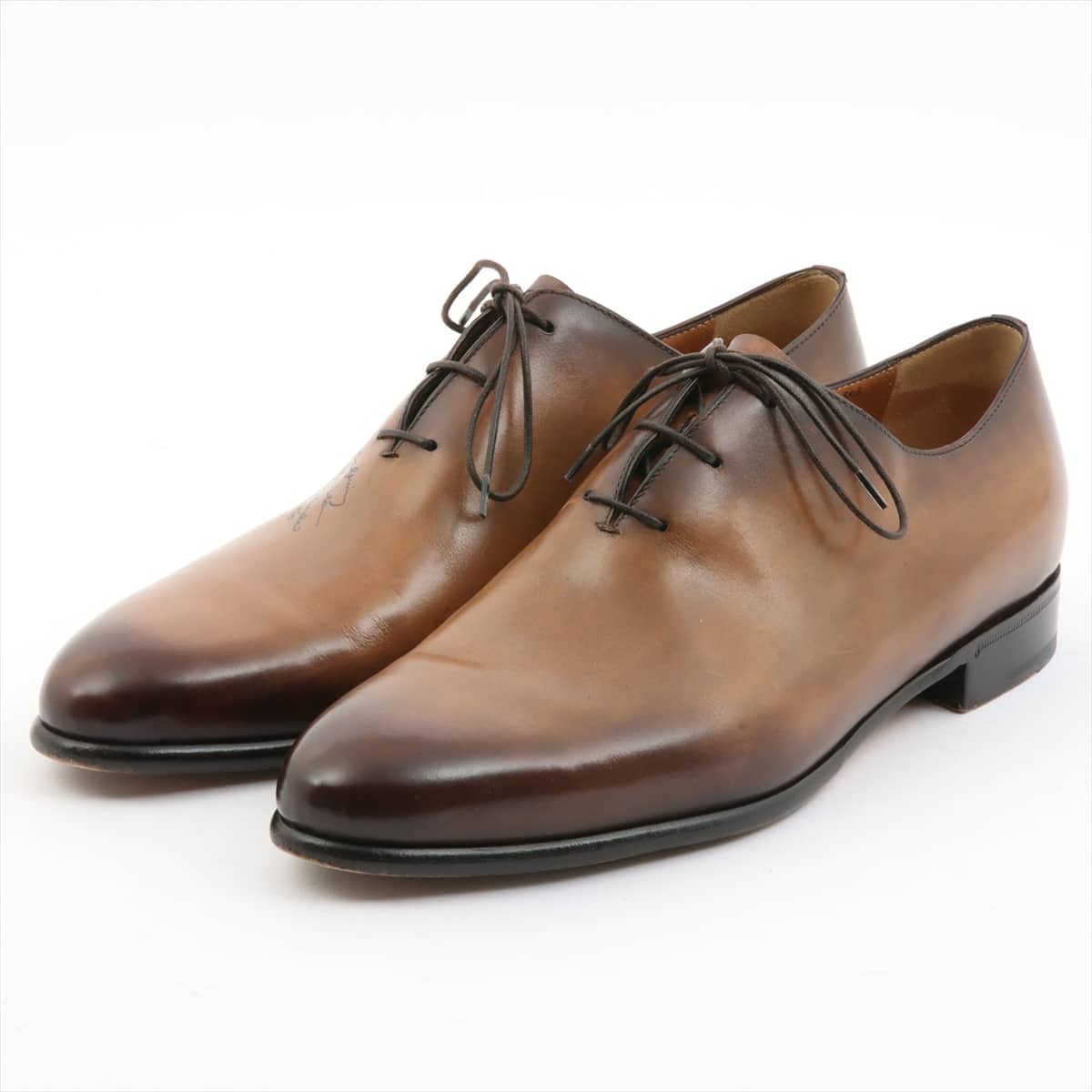 Berluti Calligraphy Leather Leather shoes 6 1/2 Men's Brown Scrit Alessandro Genuine shoe keeper available