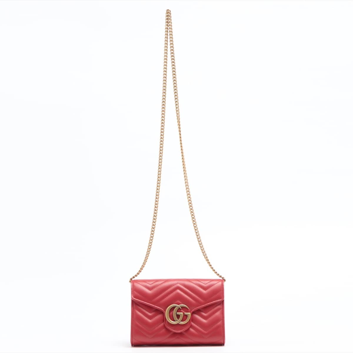 Gucci GG Marmont Leather Chain shoulder bag Red 474575