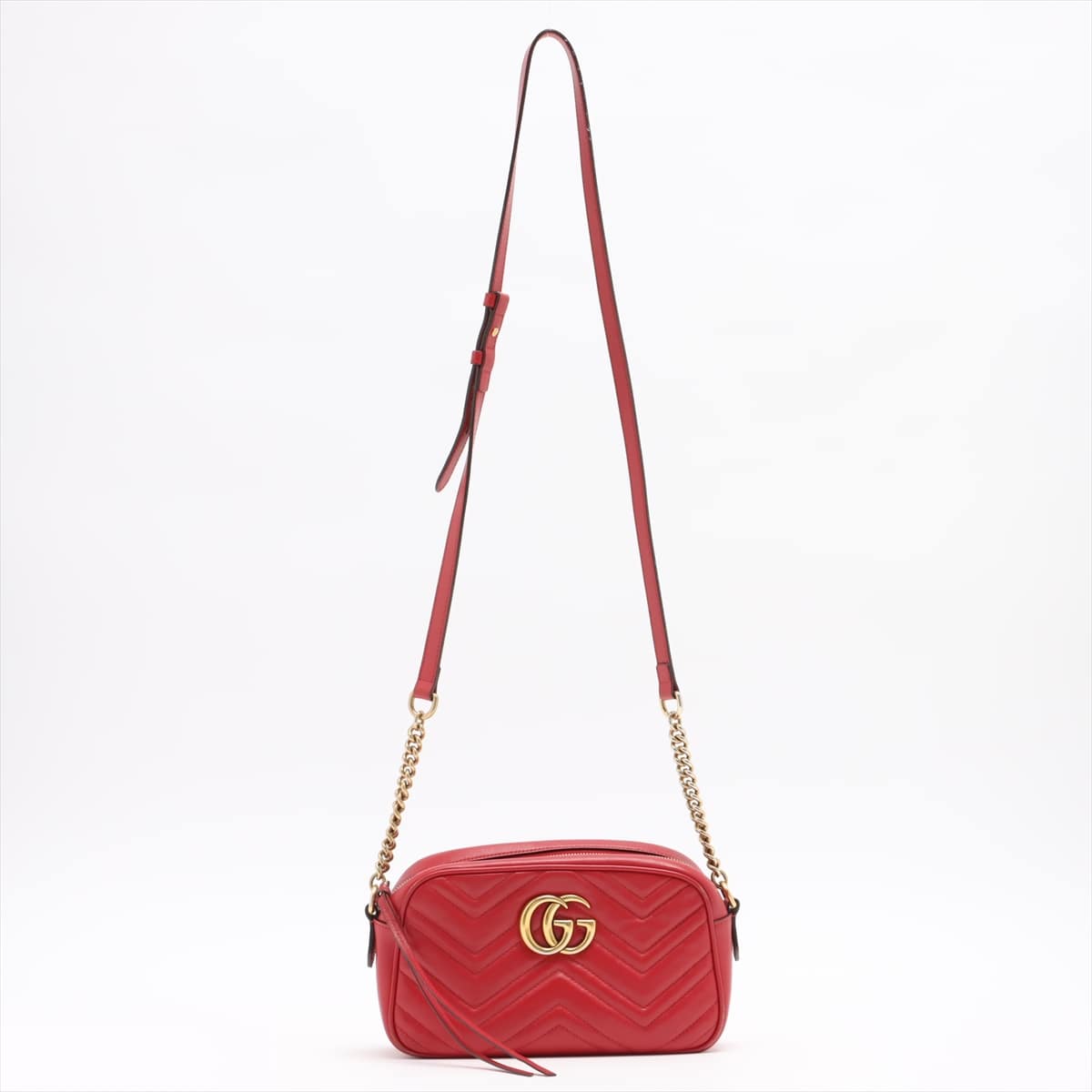 Gucci GG Marmont Leather Chain shoulder bag Red 447632