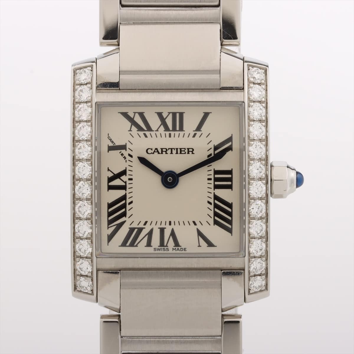 Cartier Tank Francaise W4TA0008 SS QZ White-Face Extra Link 4