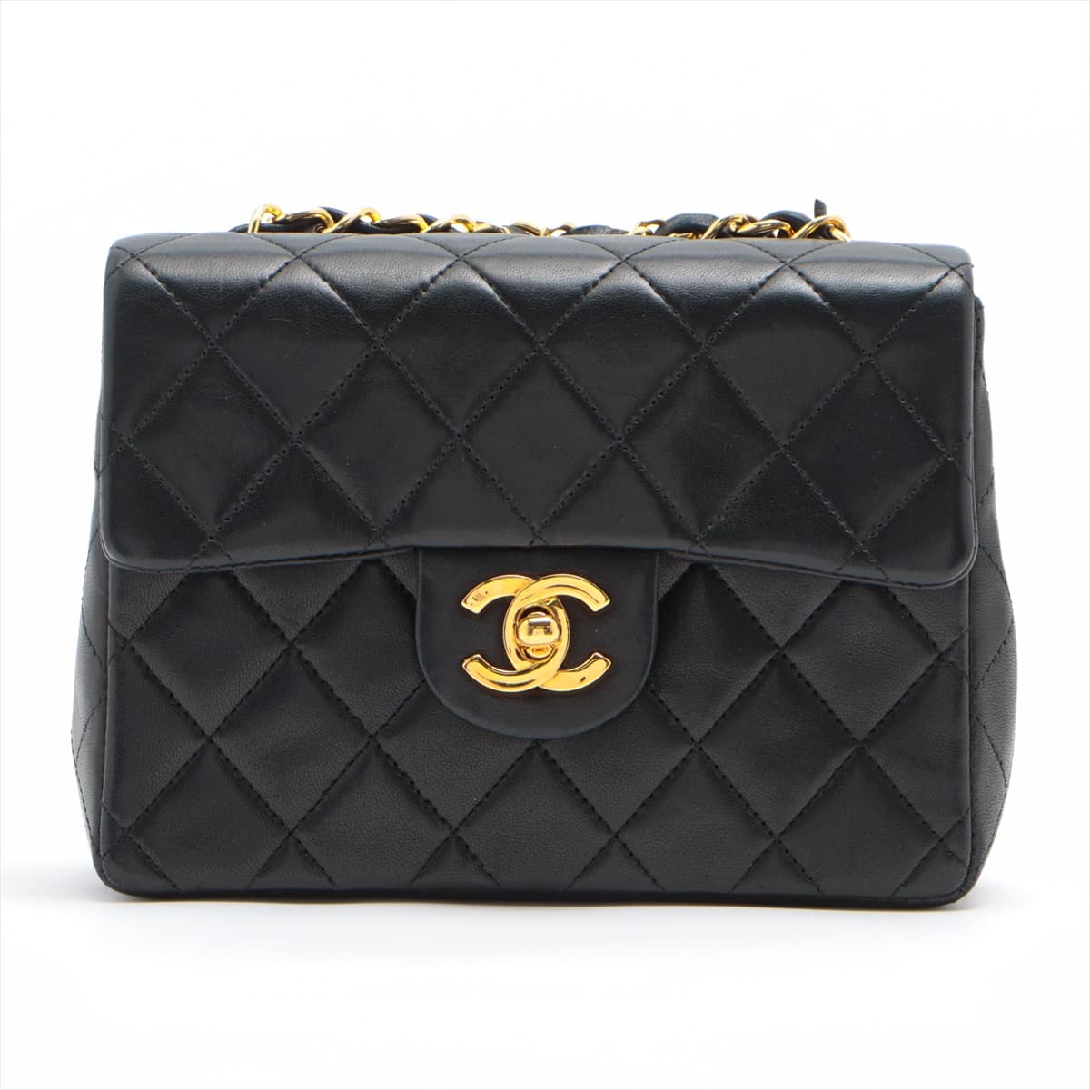 Chanel Mini Matelasse Lambskin Single flap single chain bag Black Gold Metal fittings 1XXXXXX