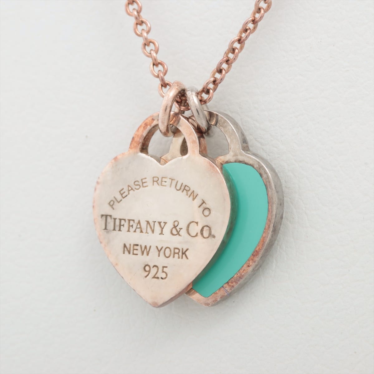 Tiffany Return To Tiffany Double heart tag Necklace 925 2.8g Silver