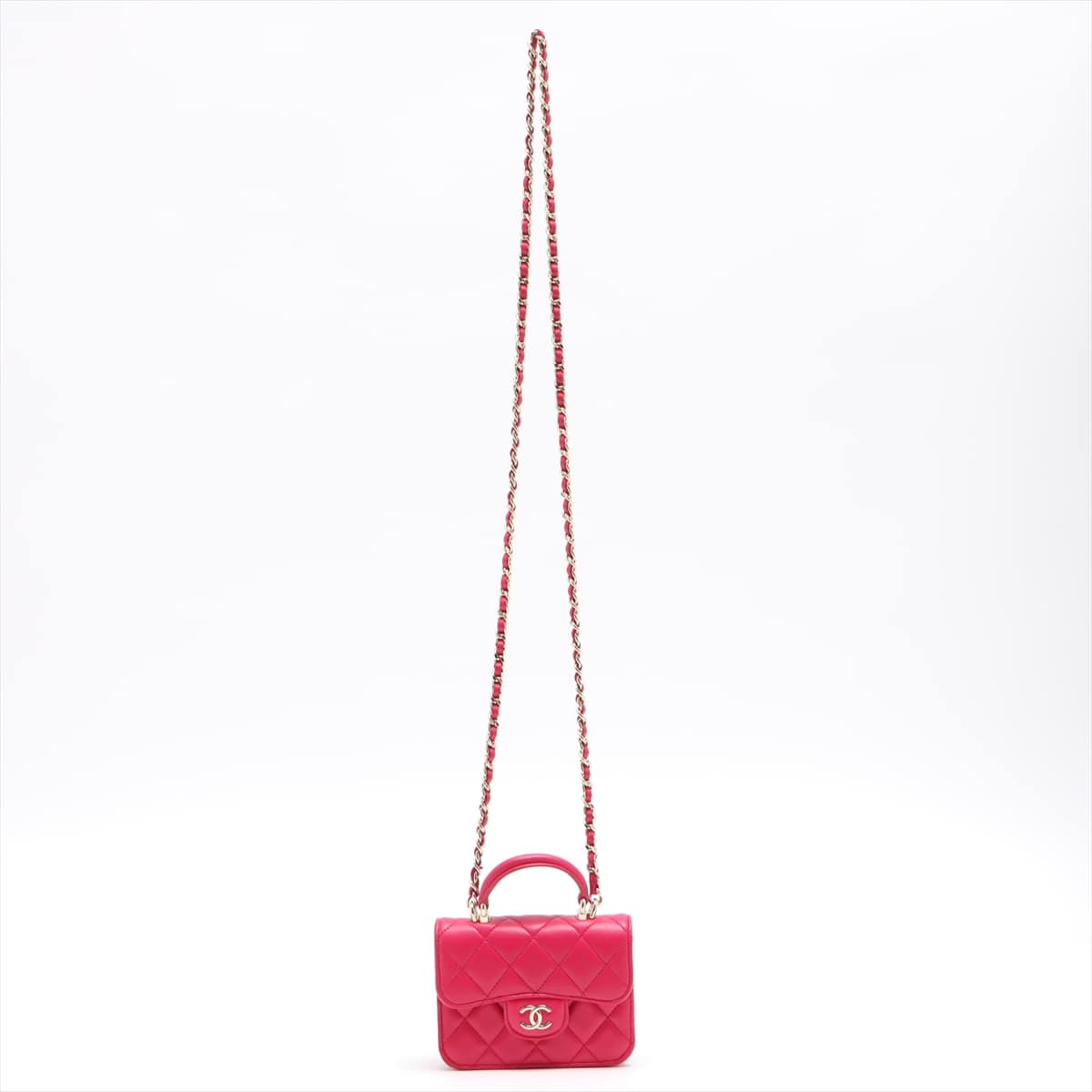 Chanel Mini Mini Matelasse Lambskin Chain shoulder bag flap coin purse Pink Gold Metal fittings 31st