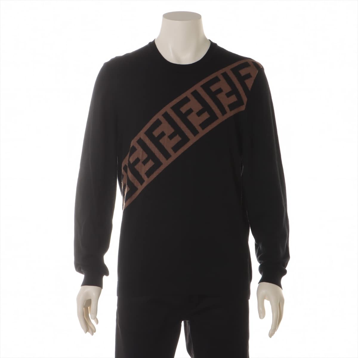 Fendi ZUCCa 19-year Wool Sweater 52 Men's Black  FZZ426