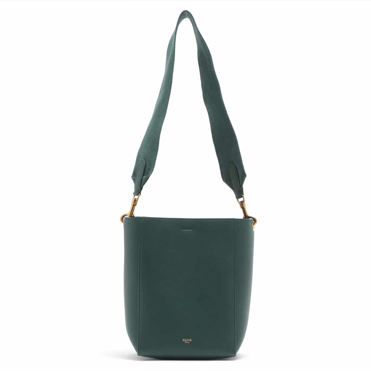CELINE Sangle bucket small Leather Shoulder bag Green
