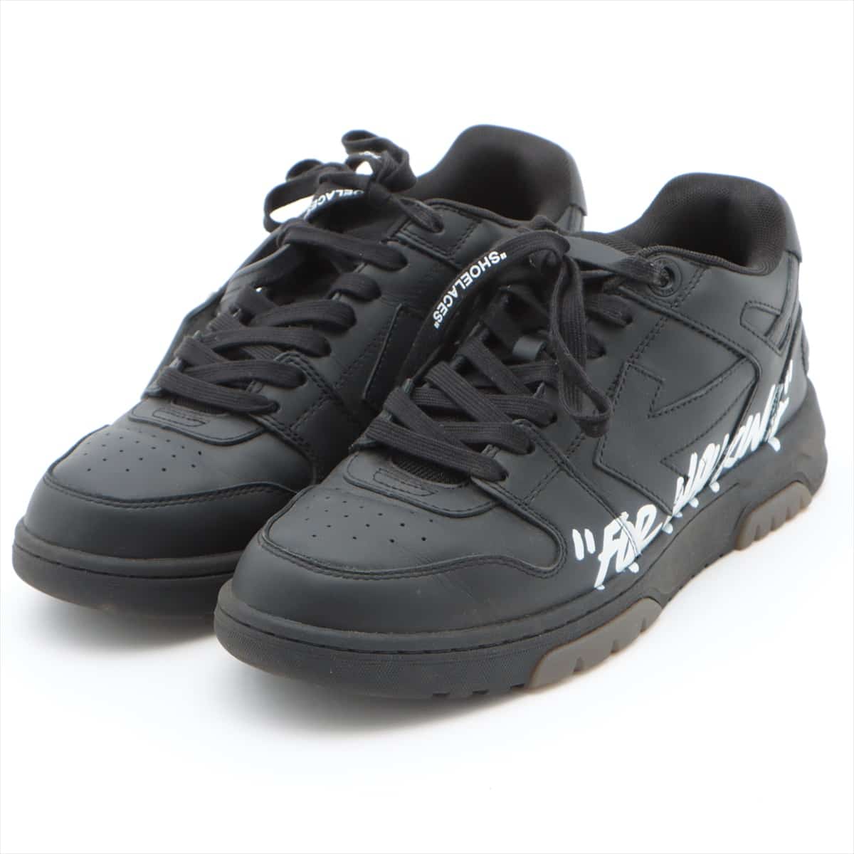 Off-White Leather Sneakers 40 Men's Black Out Of Office For Walking