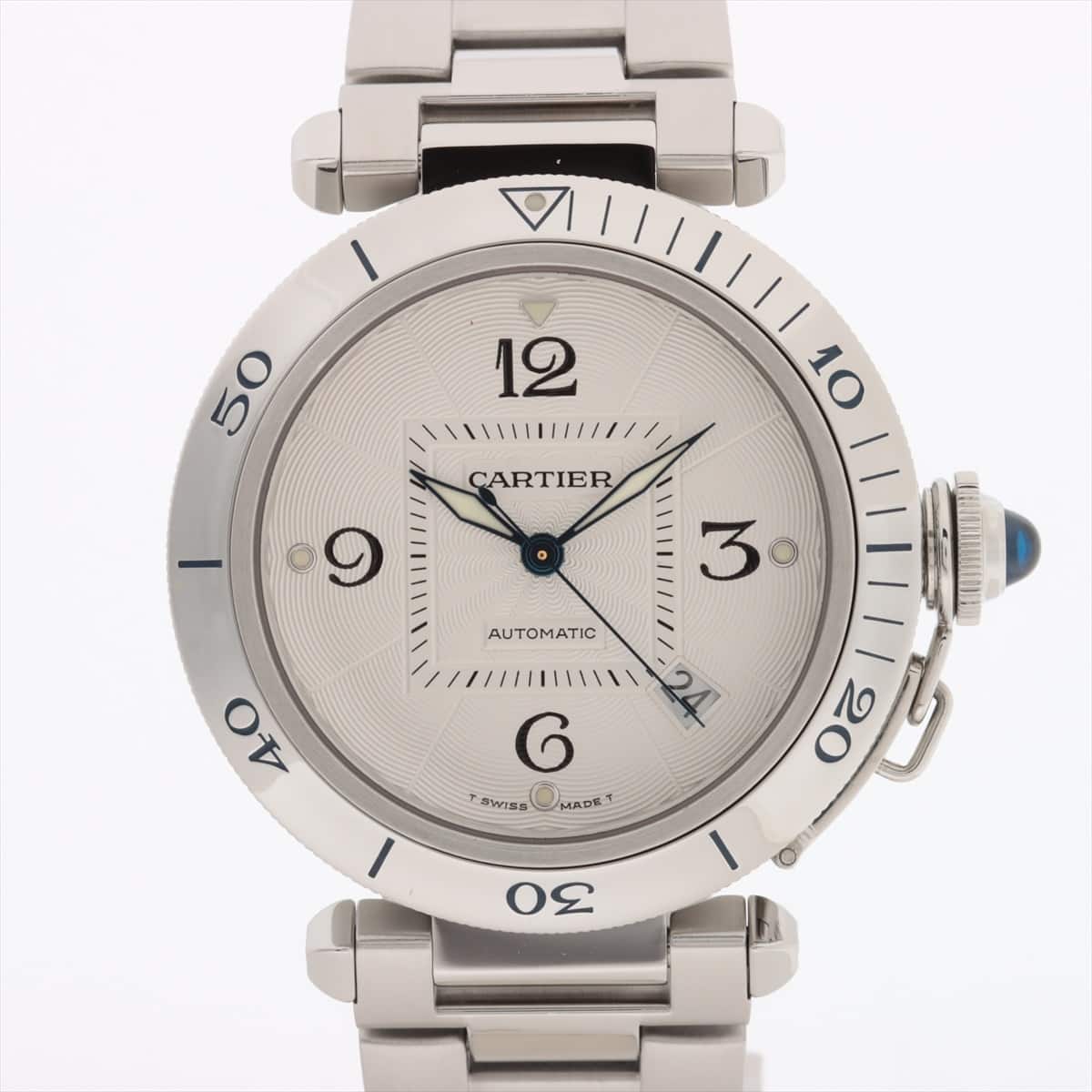 Cartier Pasha 38mm W31031H3 SS AT Silver-Face
