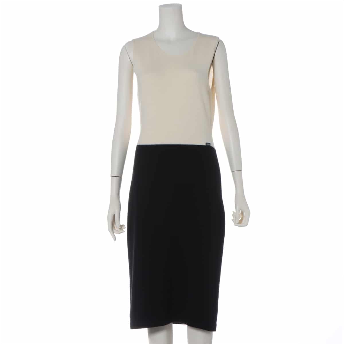 Chanel 03C Cashmere Sleeveless dress 42 Ladies' black x beige  P20585