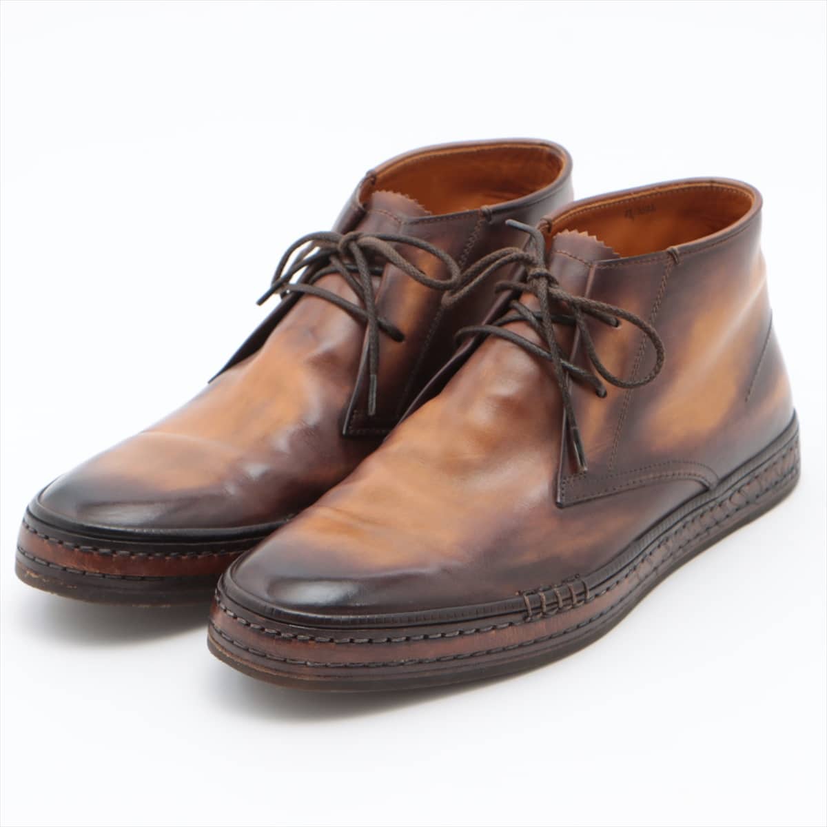 Berluti Leather Chukka Boots 7 1/2 Men's Brown 3522 BASKETS cernobbio