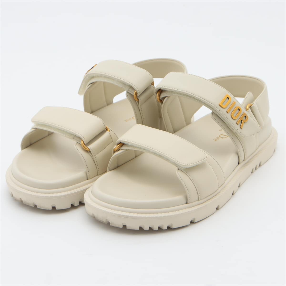 Christian Dior Leather Sandals 37 1/2 Ladies' Ivory DIORACT