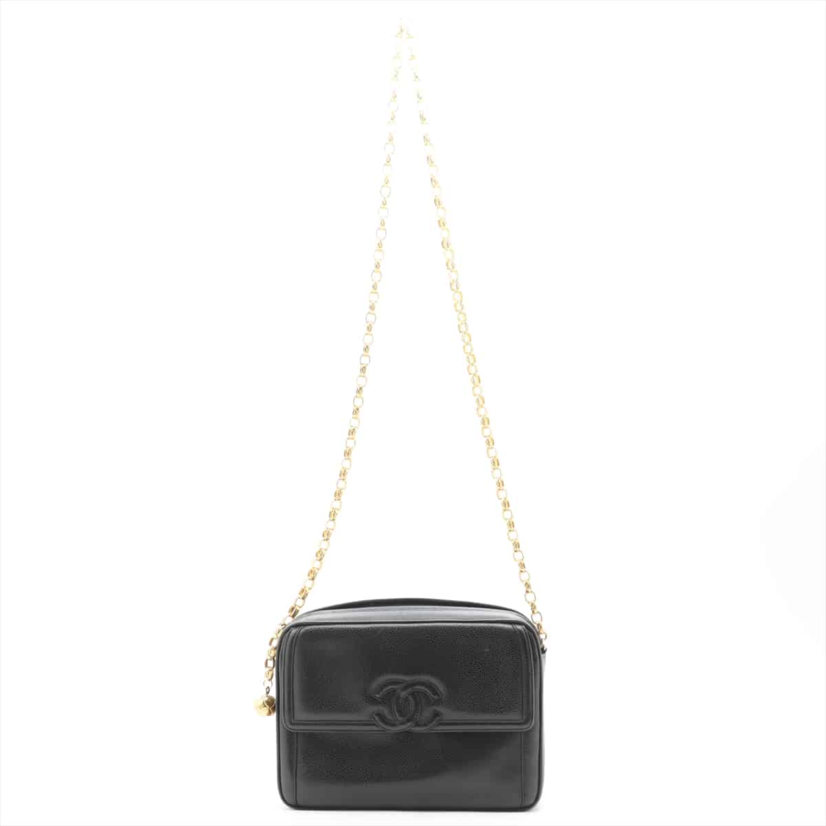 Chanel Coco Mark Caviarskin Chain shoulder bag Black Gold Metal fittings 2XXXXXX